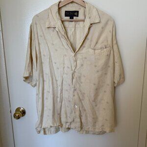 Nat Nast Luxury Originals Yellow Silk Short Sleeve Buttondown Shirt M​​